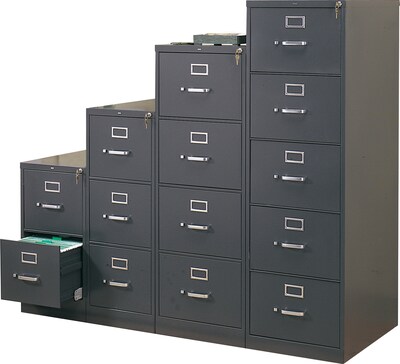 HON® 310 Series Vertical File Cabinet, Legal, 2-Drawer, Charcoal, 26 1/2"D