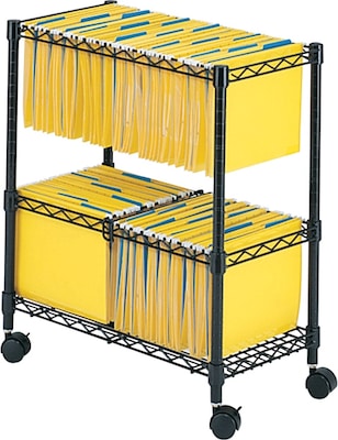 Safco 2-Shelf Metal Mobile File Cart with Swivel Wheels, Black (5278BL)