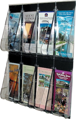 Deflecto Stand-Tall® Leaflet Wall Rack, 8 Pockets, Clear, 23 1/2H x 18 1/4W x 2 7/8D
