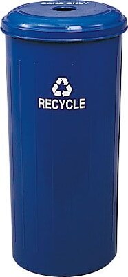 Safco Tall Round Recycling Receptacle Powder-Coated Steel Trash Can with Lid, Blue, 20 gal. (9632BU)
