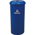 Safco Tall Round Recycling Receptacle Powder-Coated Steel Trash Can with Lid, Blue, 20 gal. (9632BU)