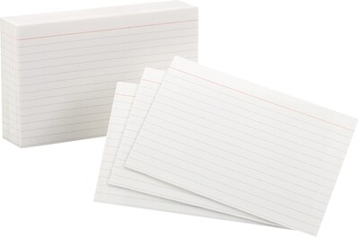 Oxford 3 x 5 Index Cards, Lined, White, 100/Pack (31EE)