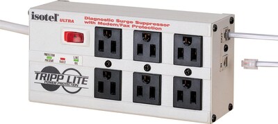 Tripp Lite 6 Outlet Surge Protector, 6 Cord (ISOTEL6ULTRA)
