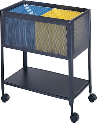 Safco 2-Shelf Mesh Mobile File Cart with Lockable Wheels, Black (5350BL)