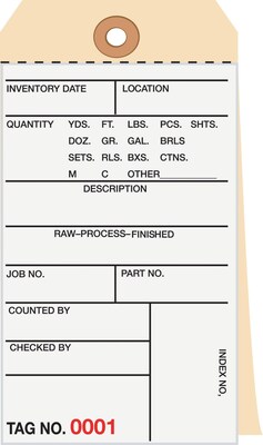 2 Part Carbonless Numbered Inventory Tags: 2,500-2,999, 500/Case