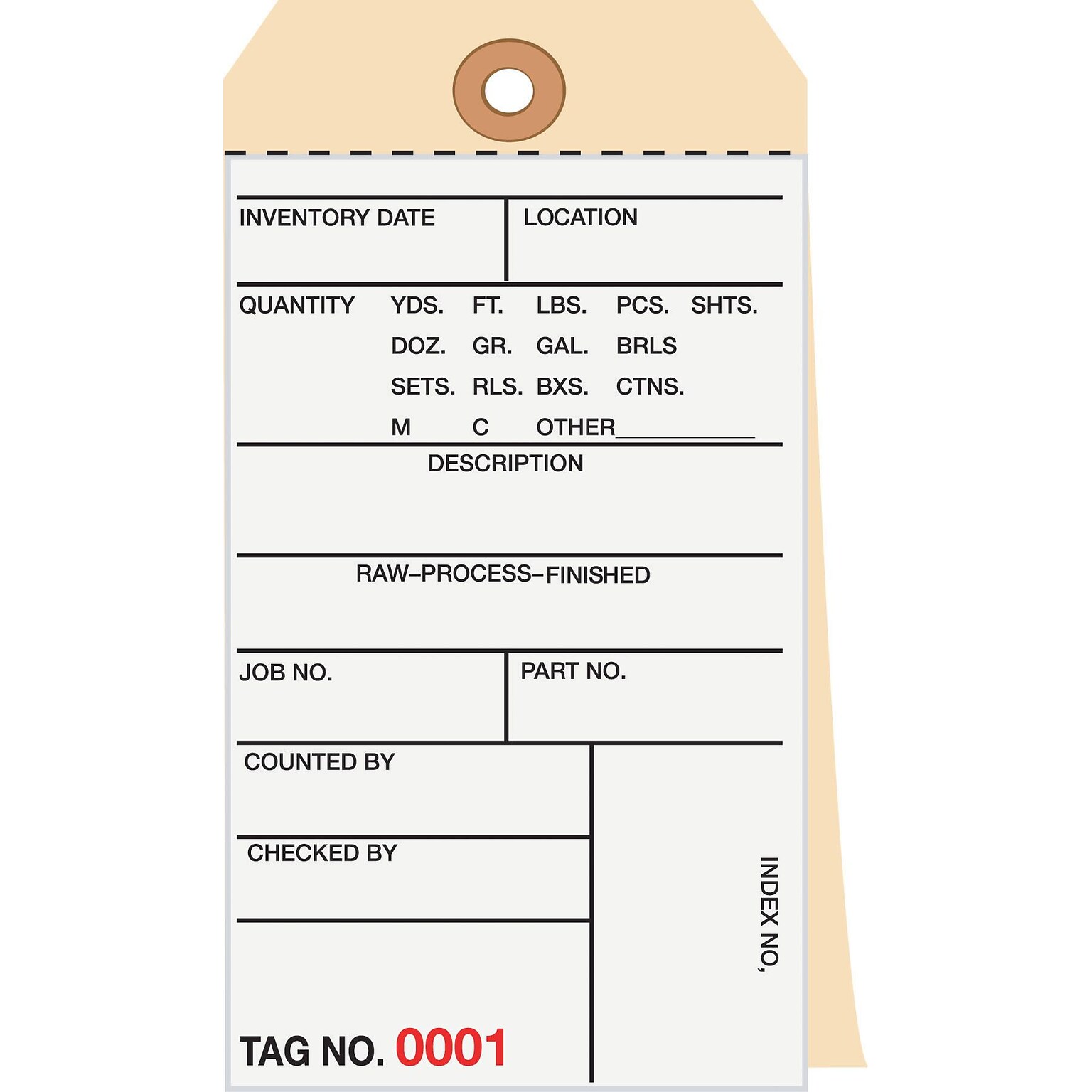 The Packaging Wholesalers 6.25 x 3.13 2-Part Inventory Tags, 500/Pack (G15041)