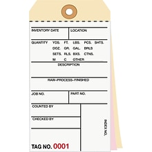 3 Part Carbonless Numbered Inventory Tags: 1,000-1,499, 500/Case