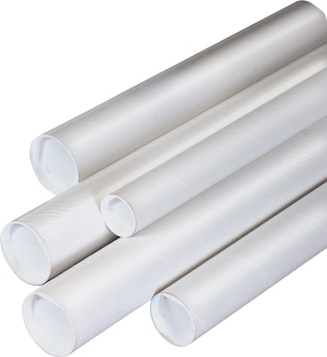 White Mailing Tubes, 1-1/2 x 18, 50/Case