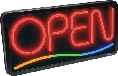 US Stamp & Sign® Newon® Lighted Signs, Open, 8 Horizontal with Color Wave