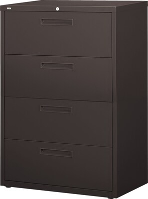 Quill Brand® 4-Drawer 30"W Lateral File Cabinet; Black, Letter/A4/Legal (15216)