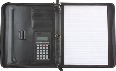 Buxton® Zip-Around Leather Padfolio with Calculator