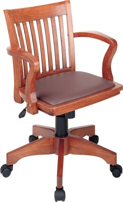 Office Star Wood Bankers Chair Fixed Arms Brown Desertcart