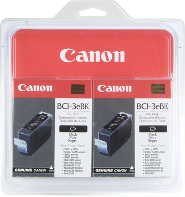 Canon BCI-3e Black Standard Yield Ink Cartridge, 2/Pack (4479A271AB)