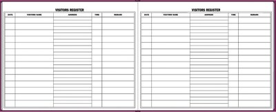 Wilson Jones Visitors Register Book, 8 1/2 x 11 1/2, Red, 56 Sheets/Book (S490)