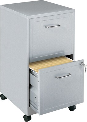 Space Solutions 2-Drawer Mobile File Cabinet with Wheels, Letter-Width, Silver, 18 Deep (16873)