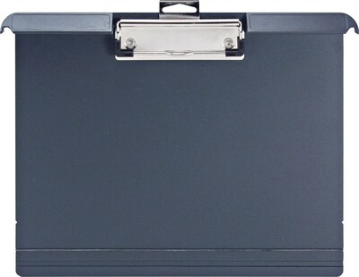 OIC Klip & File™ Landscape Plastic Clipboard, Letter, Charcoal, 9 3/4 x 12 1/2