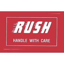 Tape Logic Staples® Rush Handle with Care Shipping Label, 3 x 5, 500/Roll