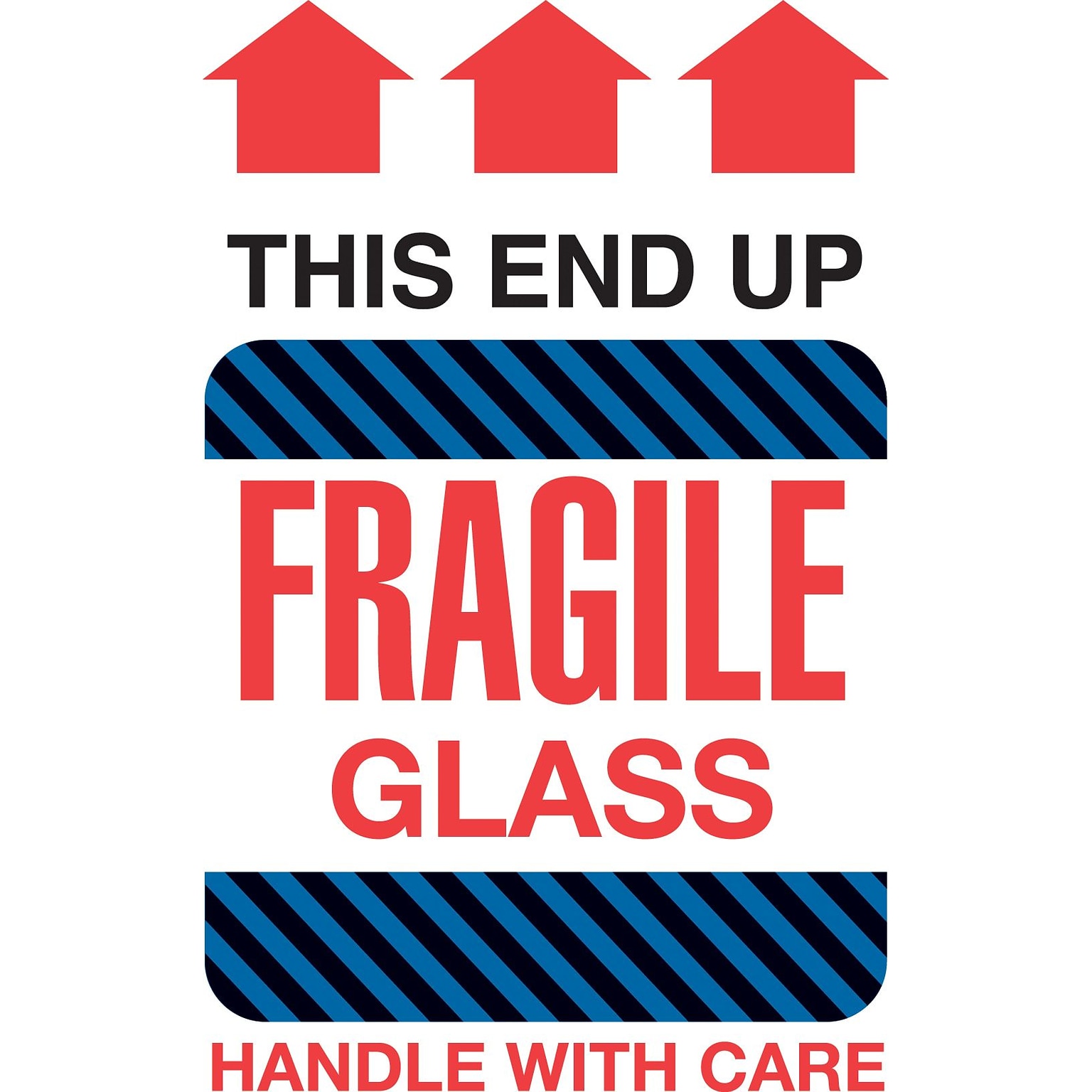 Tape Logic This End Up Fragile Glass Shipping  Label, 4 x 6, 500/Roll (LABDL1980)