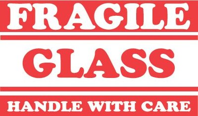 Tape Logic Fragile Glass Handle with Care Staples® Shipping Label, 3 x 5, 500/Roll