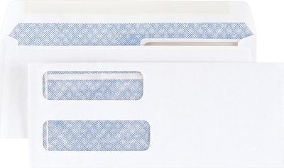 Staples Laser Check Size Double-Window Security-Tint Gummed Envelopes, 1,000/Box (381898/17046)
