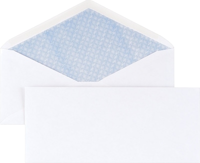 Staples® Gummed Security Tint #10 Envelope; 4-1/8 x 9-1/2, White, 500/Box (200519/19260)