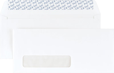 Staples EasyClose Left Window #10 Envelopes, 4 1/8 x 9 1/2, White, 500/Box (381936/17041)