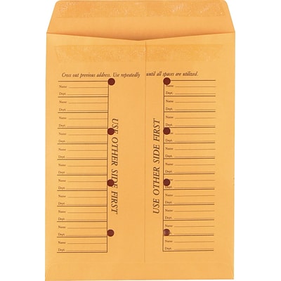 Brown Kraft Resealable Inter-Departmental Envelopes, 10 x 13, 100/Box