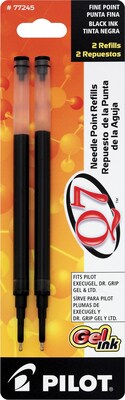 Pilot Q7 Gel-Ink Pen Refill, Fine Tip, Black Ink, 2/Pack (77245)