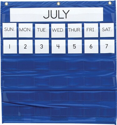 Monthly Calendar Pocket Chart, 25x28, Blue