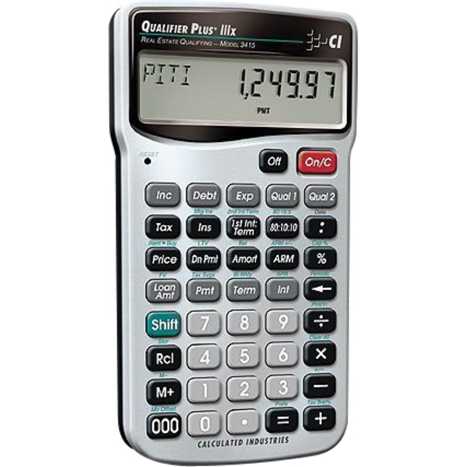 Calculated Industries Qualifier Plus IIIx (3415) Real Estate & Mortgage Calculator, Silver/Black