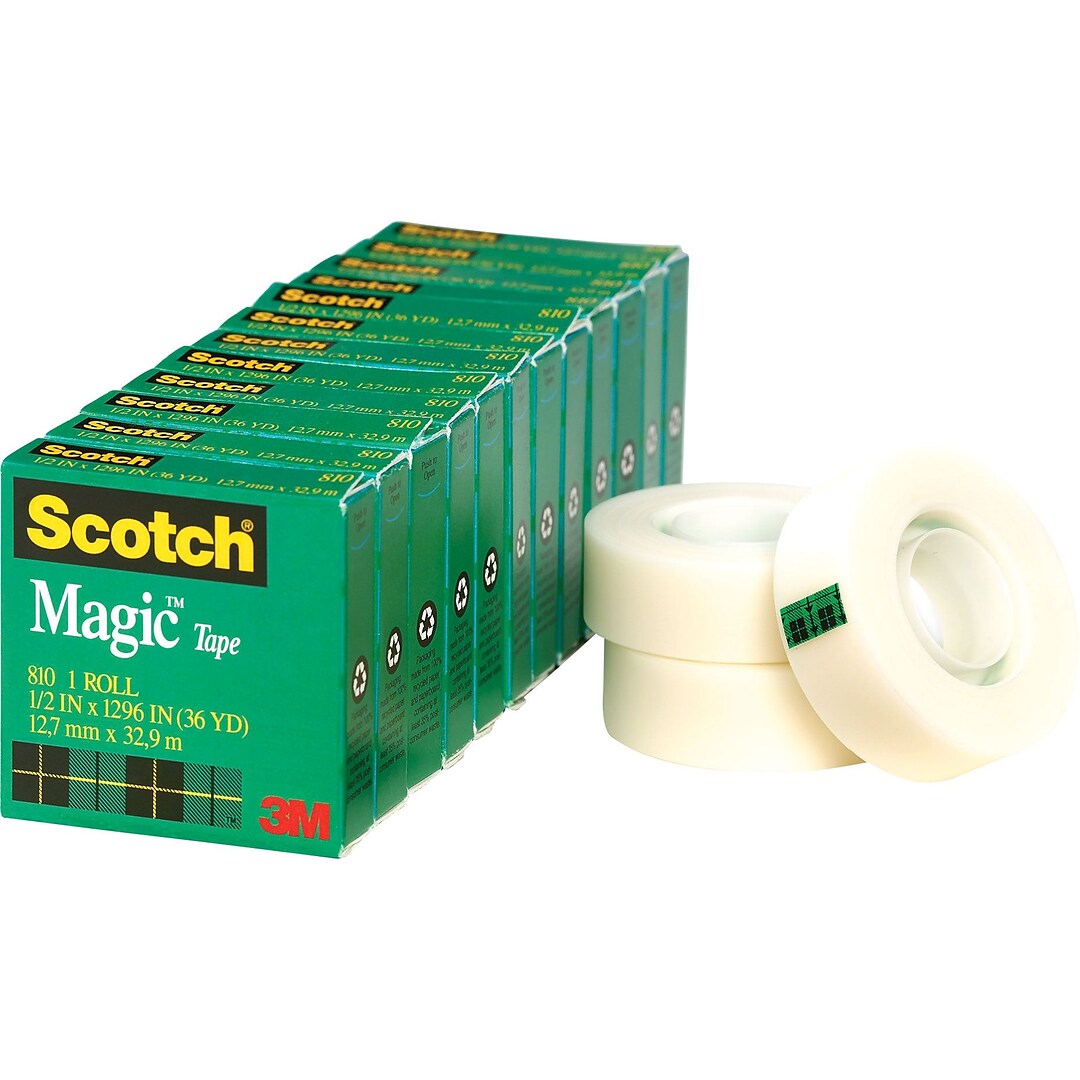 12 Magic invisible Tape  3/4"x1000"  1inch Core Matte finish Bulk Pack Rolls NEW 