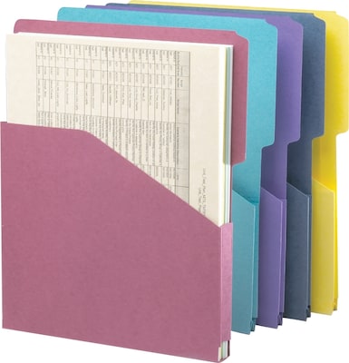 Smead Organized Up 10% Recycled File Jacket, 1 Expansion, Letter Size, Assorted, 5/Pack (75445)