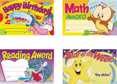 Trend Enterprises© Happy Birthday Recognition Awards, Assorted Colors, 5 1/2H x 8 1/2W, 30/Pk