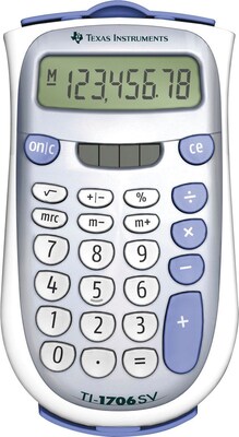 Texas Instruments 8-Digit Battery/Solar Powered Basic Calculator, Gray and Silver (TI-1706+ SOLAR)