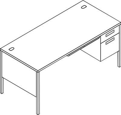 HON® Metro Classic Right Pedestal Desk, 1 Box/1 File Drawers, 66"W, Mahogany Laminate, Charcoal Finish NEXT2018 NEXT2Day