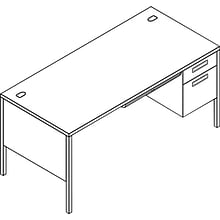 HON® Metro Classic Right Pedestal Desk, 1 Box/1 File Drawers, 66W, Mahogany Laminate, Charcoal Fini
