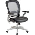 Office Star SPACE® Air Grid™ Mid-Back Executive Chair, Leather/Mesh, Black, Seat: 20W x 19 1/2D, Back: 21W x 23H