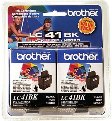Brother Genuine LC41BK2PKS Black Original Ink Cartridges Multi-pack (2 cart per pack)