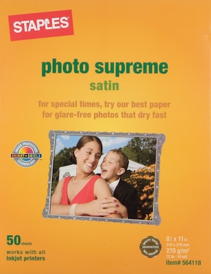 Photo Supreme Paper, 8-1/2 x 11, Satin, 50/Pack
