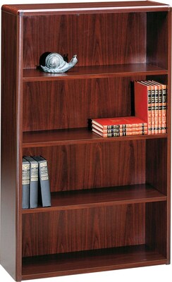 HON 10700 Series Bookcase, Mahogany, 4-Shelf, 57 1/8H