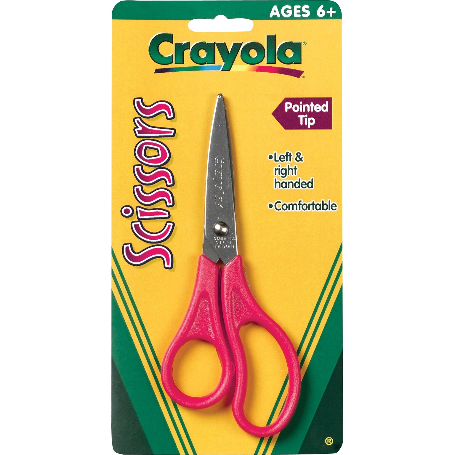 Crayola Stainless Steel Kids Scissors, Pointed Tip, 5-3/8 (69-3010)