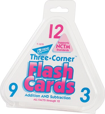 Trend Enterprises Three-Corner Math Flash Cards; Addition/Subtraction (Ages 6 to 8), 5 1/2