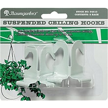 Baumgartens® Suspended Ceiling Hooks, White, Holds 30 Lbs., 2L, 2/Pk