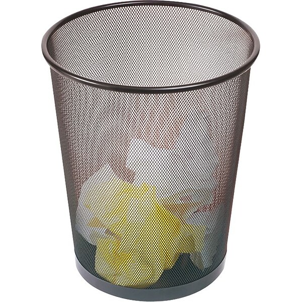 Staples Indoor Trash Can Without Lid, Black Steel Mesh, 5 Gal. (56903)