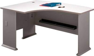 Bush Business Furniture Cubix 60W x 44D Left Hand L-Bow Desk, Pewter/White Spectrum, Installed (WC14533FA)