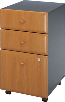 Bush Business Furniture Cubix 3 Drawer Mobile File Cabinet, Natural Cherry/Slate, Installed (WC57453PSUFA)