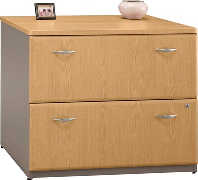 Bush Business Furniture Cubix 36W 2Dwr Lateral File, Danish Oak/Sage, Installed (WC64354SUFA)