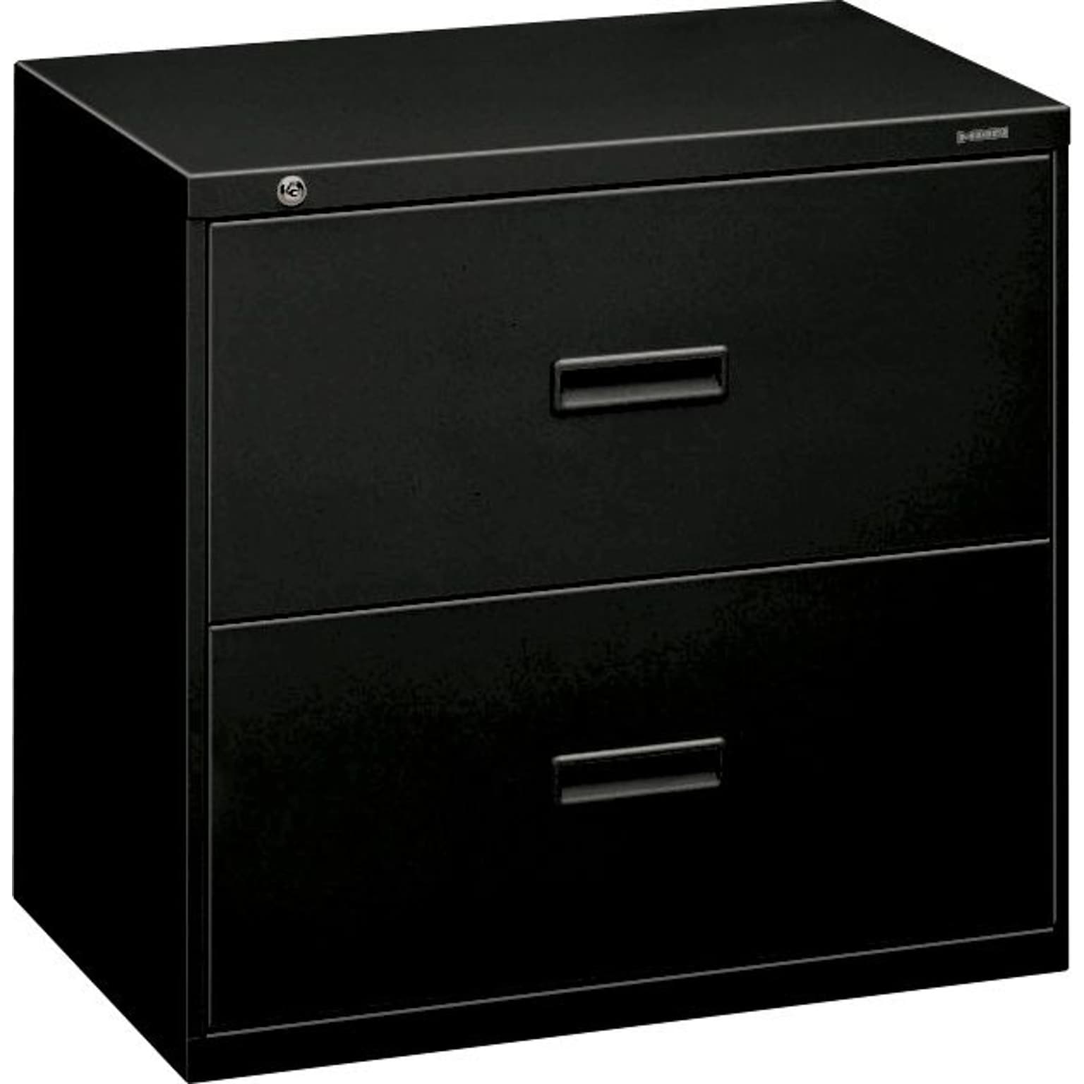 HON Lateral File, 2 Drawers, Molded Pull, 30W, Black Finish (BSX432LP)