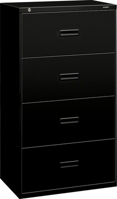 HON Lateral File, 4 Drawers, Molded Pull, 30W, Black Finish (BSX434LP)