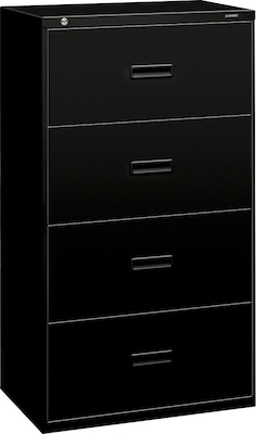 HON Lateral File, 4 Drawers, Molded Pull, 30W, Black Finish (BSX434LP)